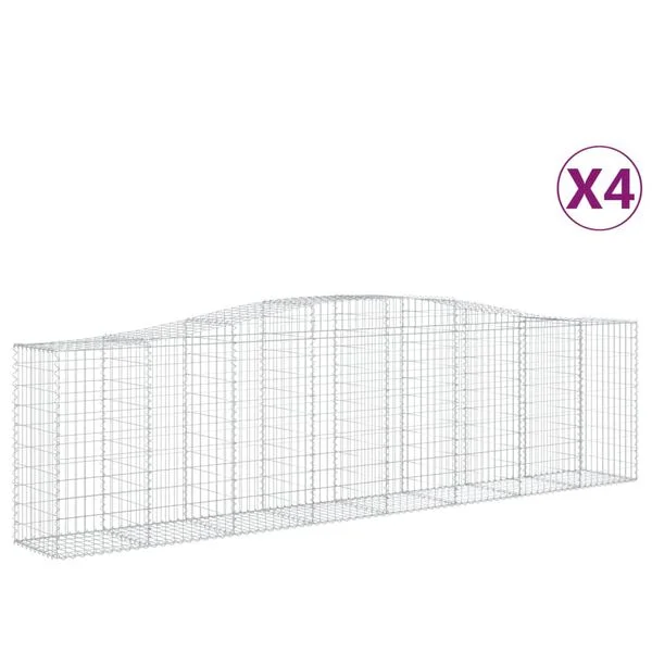 vidaXL Paniers à gabions arqués 4 pcs 400x50x100/120 cm Fer galvanisé
