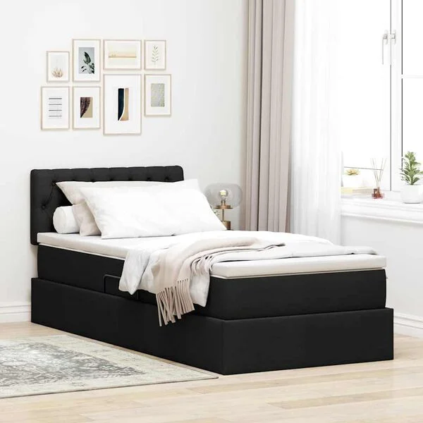 vidaXL Lit avec rangement et matelas Noir 90 x 200 cm Velours