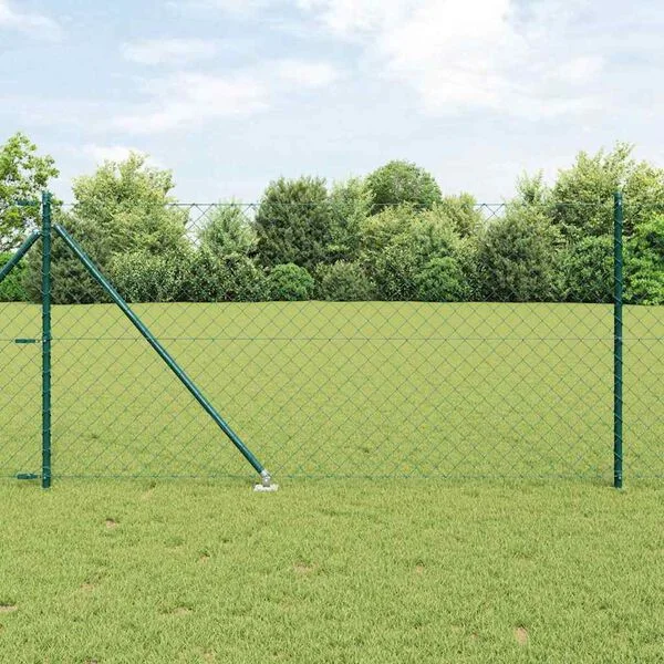 vidaXL Clôture en maillons avec pointes 10 x 1 m Vert Maille