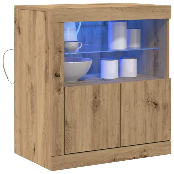 vidaXL Buffet LED Marron 60, 5 x 37 x 67 cm Bois d'ingénierie