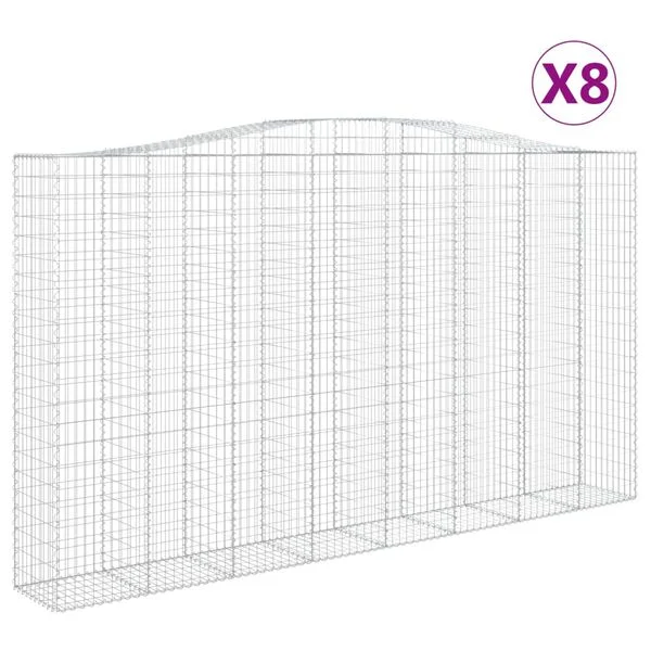 vidaXL Paniers à gabions arqués 8 pcs 400x50x220/240 cm Fer galvanisé