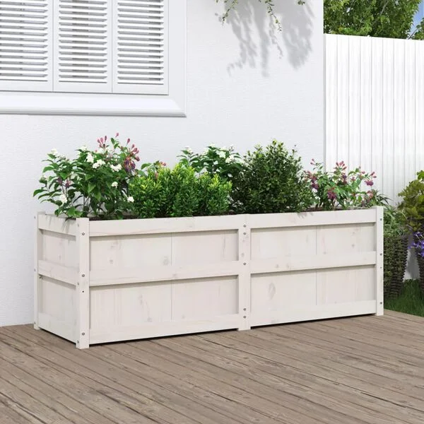 vidaXL Jardinière blanc 150x50x50 cm bois massif de pin