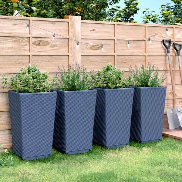 vidaXL Jardinières 4 pcs bleu gris 32, 5x32, 5x57 cm PP