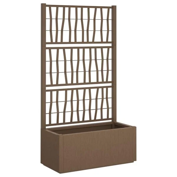 vidaXL Bac à fleurs avec Treillis Marron 80 x 36 x 140 cm PP