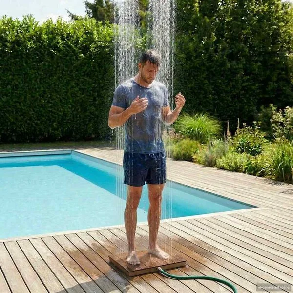 vidaXL Douche de jardin WPC et Acier inoxydable 201 Marron