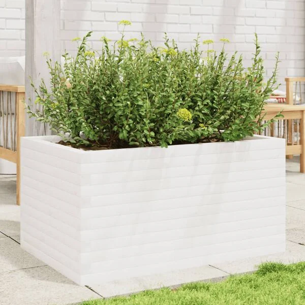 vidaXL Jardinière blanc 90x60x45, 5 cm bois de pin massif