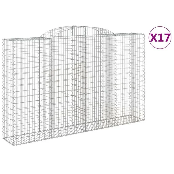 vidaXL Paniers à gabions arqués 17 pcs 300x50x180/200 cm fer galvanisé