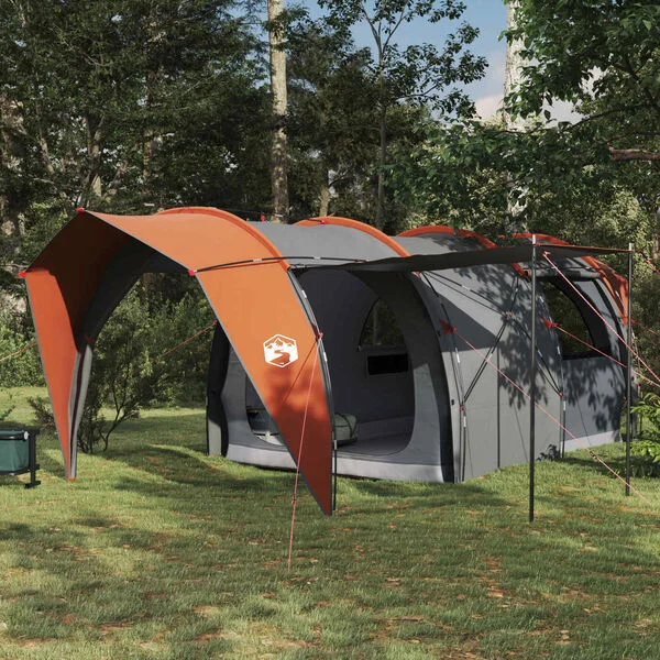 vidaXL Tente tunnel 6 personne Gris et orange