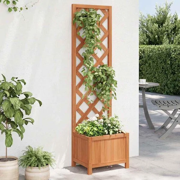 vidaXL Jardinière avec treillis 40x30x135 cm bois massif de sapin
