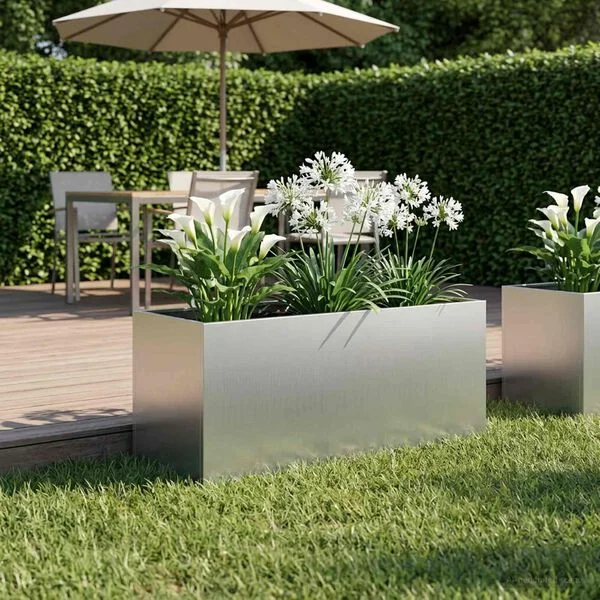 vidaXL Cache-pot de jardin Argenté 80 x 40 x 40 cm Acier galvanisé