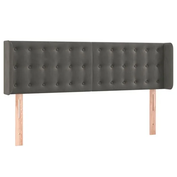 vidaXL Tête de lit avec oreilles Gris foncé 147x16x78/88 cm Velours