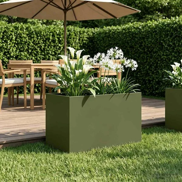 vidaXL Cache-pot de jardin Vert olive 50 x 40 x 40 cm