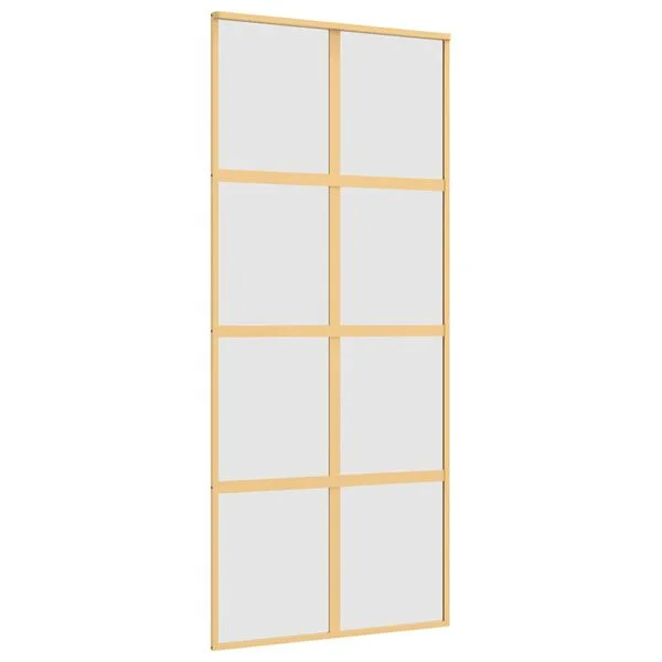 vidaXL Porte coulissante doré 90x205 cm verre ESG dépoli et aluminium