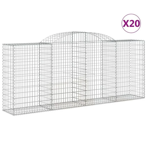 vidaXL Paniers à gabions arqués 20 pcs 300x50x120/140 cm fer galvanisé