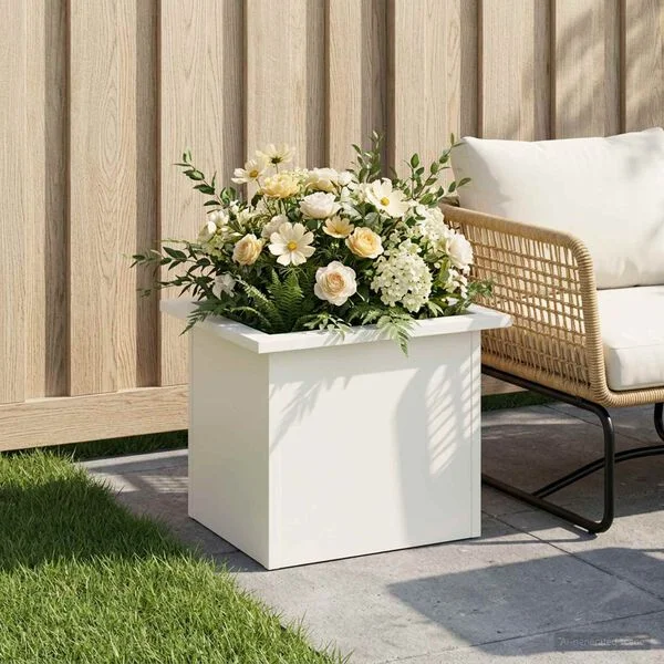 vidaXL Jardinière de jardin avec LED Blanc 30 x 40 x 30 cm Acier