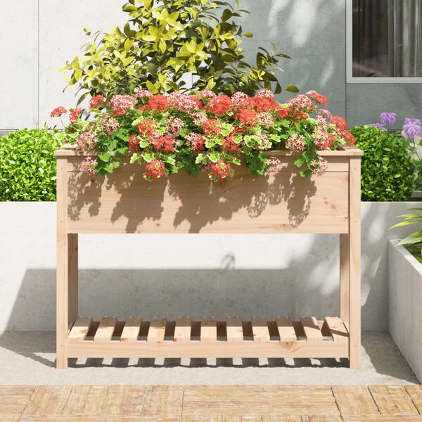 vidaXL Jardinière avec étagère 111, 5x54x81 cm Bois massif de pin