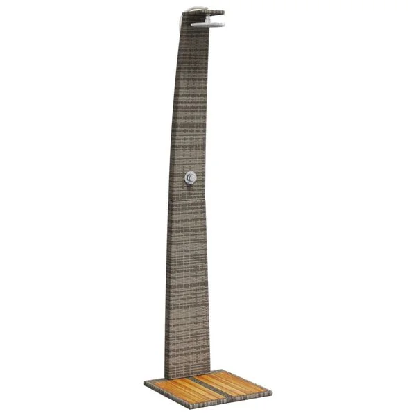 vidaXL Douche d'extérieur gris 55x60x224 cm résine tressée bois acacia