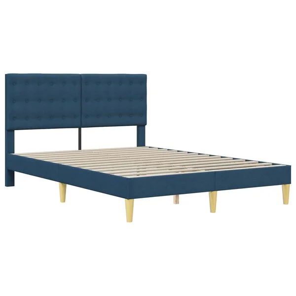 vidaXL Cadre de lit avec tête de lit Bleu 160 x 200 cm Tissu