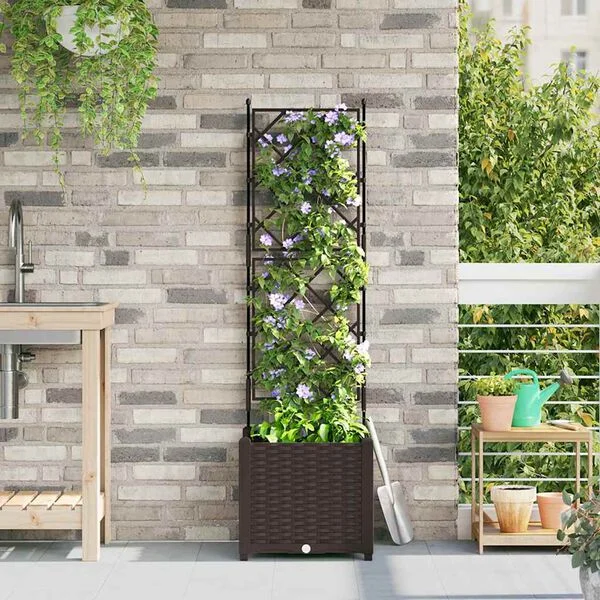 vidaXL Cache-pot de jardin Marron 40 x 40 x 143 cm PP