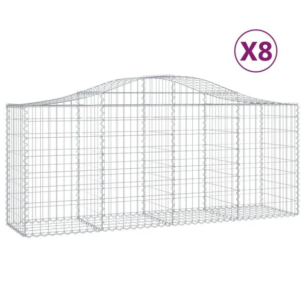 vidaXL Paniers à gabions arqués 8 pcs 200x50x80/100 cm Fer galvanisé