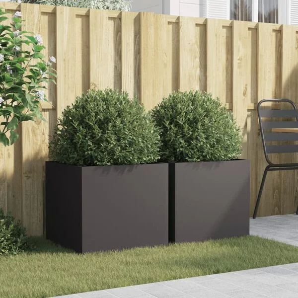 vidaXL Jardinières 2 pcs noir 49x47x46 cm acier