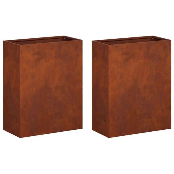 vidaXL Cache-pot de jardin 2 pc Rouillé 40 x 20 x 40 cm Acier patiné