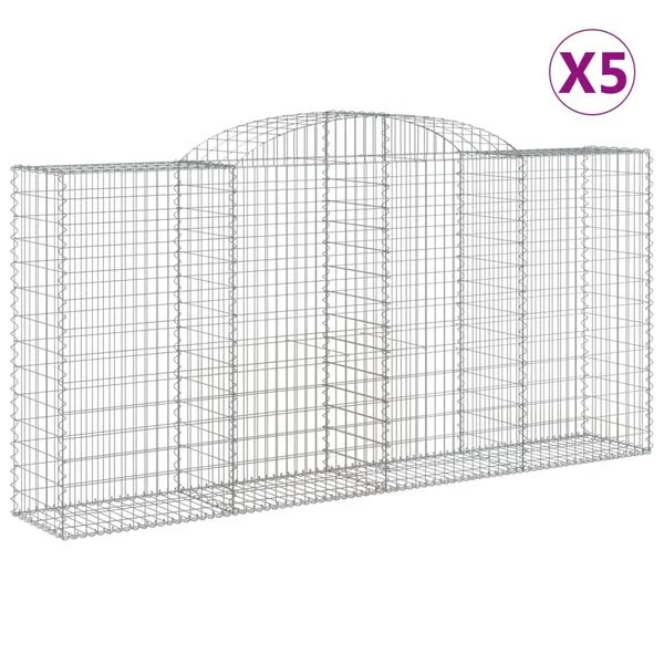 vidaXL Paniers à gabions arqués 5 pcs 300x50x140/160 cm fer galvanisé