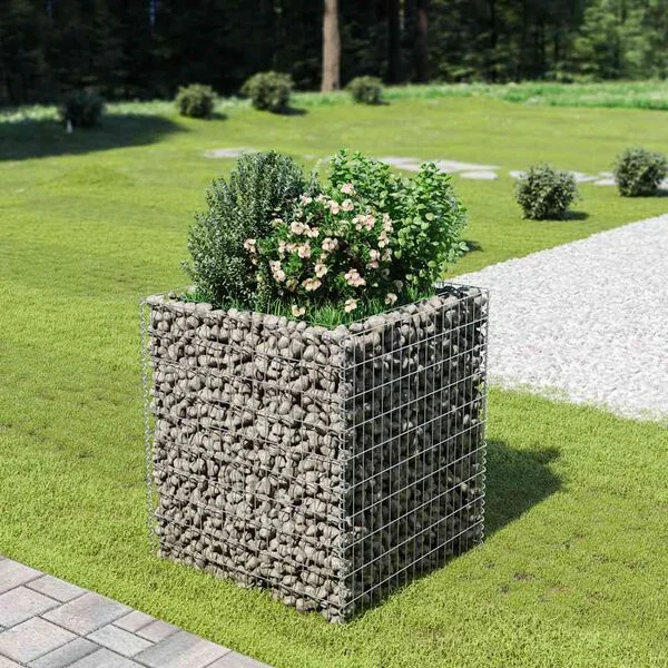 vidaXL Lit surélevé à gabion Acier galvanisé 90x90x100 cm