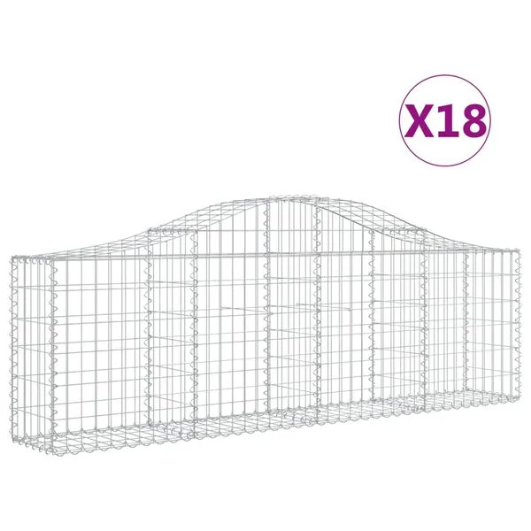 vidaXL Paniers à gabions arqués 18 pcs 200x30x60/80 cm Fer galvanisé