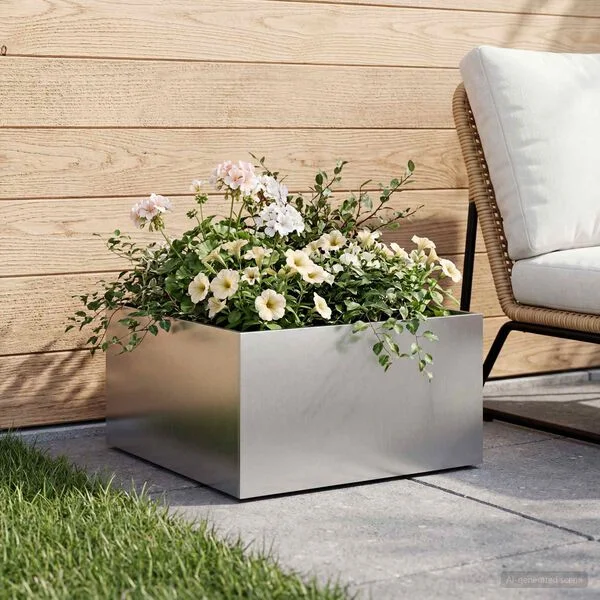 vidaXL Cache-pot de jardin Argenté 60 x 60 x 30 cm Acier galvanisé
