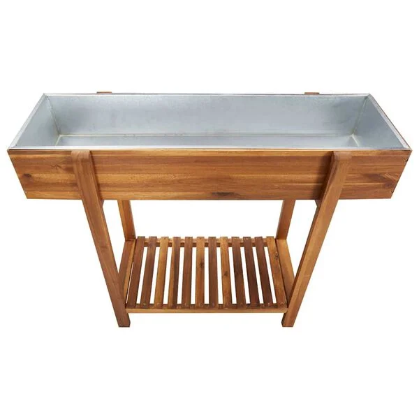 vidaXL Lit surélevé de jardin Bois massif d'acacia et zinc