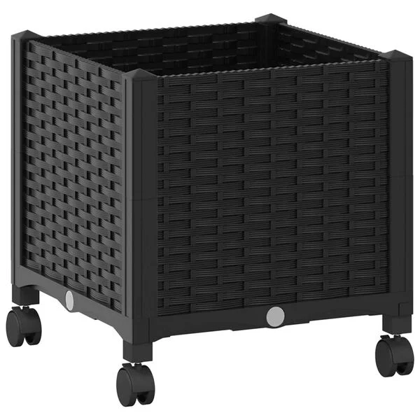 vidaXL Jardinière avec Roues Noir 40 x 40 x 44 cm PP