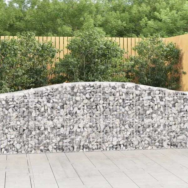 vidaXL Paniers à gabions arqués 2 pcs 400x50x80/100 cm Fer galvanisé