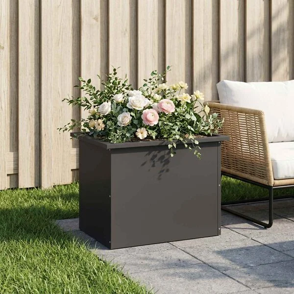 vidaXL Jardinière de jardin avec LED Noir 40 x 60 x 40 cm Acier