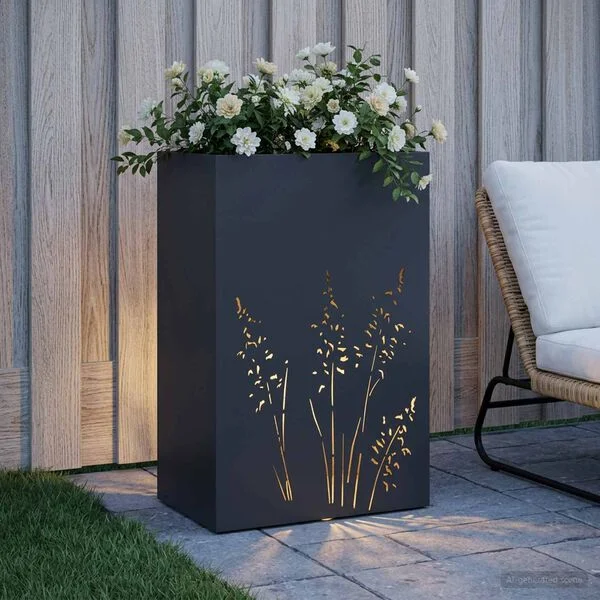 vidaXL Cache-pot de jardin Noir 50 x 30 x 75 cm Acier laminé à froid