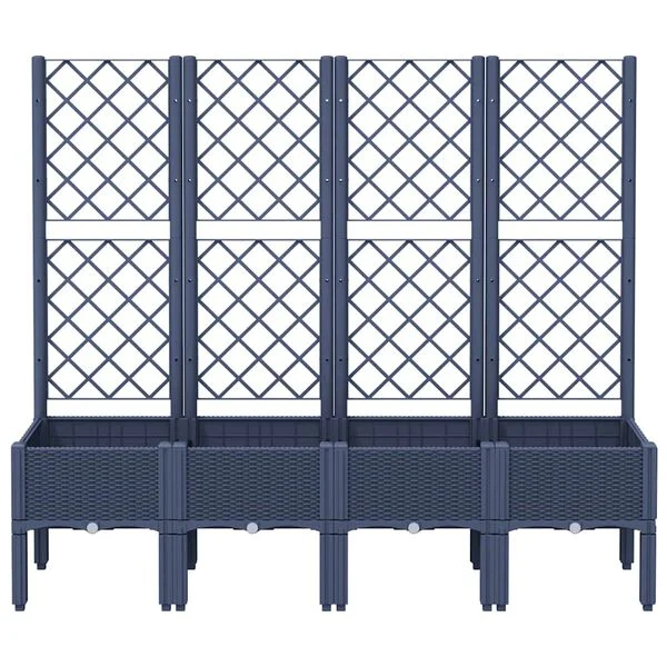 vidaXL Jardinière avec treillis bleu gris 160x40x142 cm PP