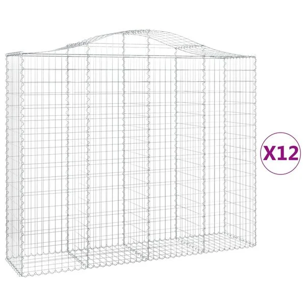 vidaXL Paniers à gabions arqués 12 pcs 200x50x160/180 cm Fer galvanisé
