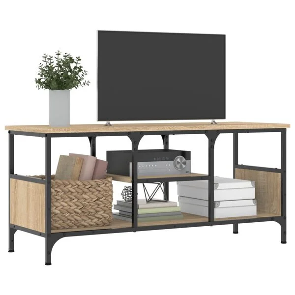 vidaXL Meuble TV chêne sonoma 100x35x45 cm bois d'ingénierie et fer
