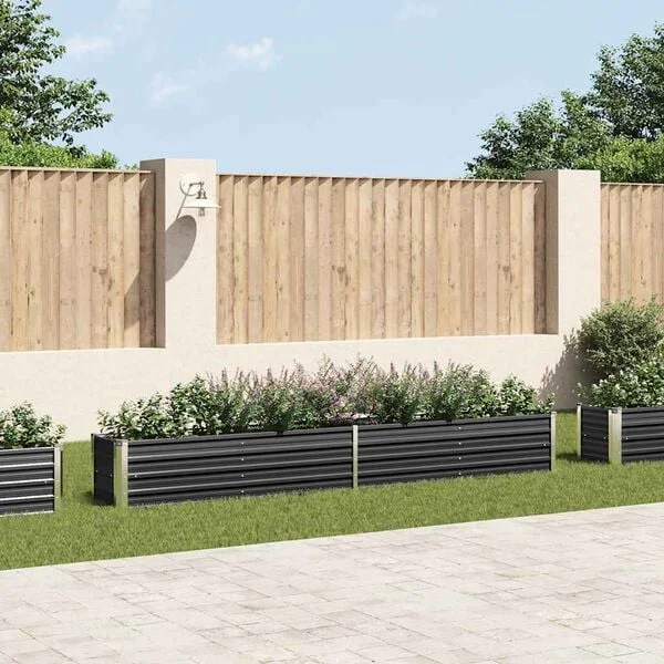 vidaXL Lit surélevé de jardin Acier galvanisé 320x40x45 cm Anthracite