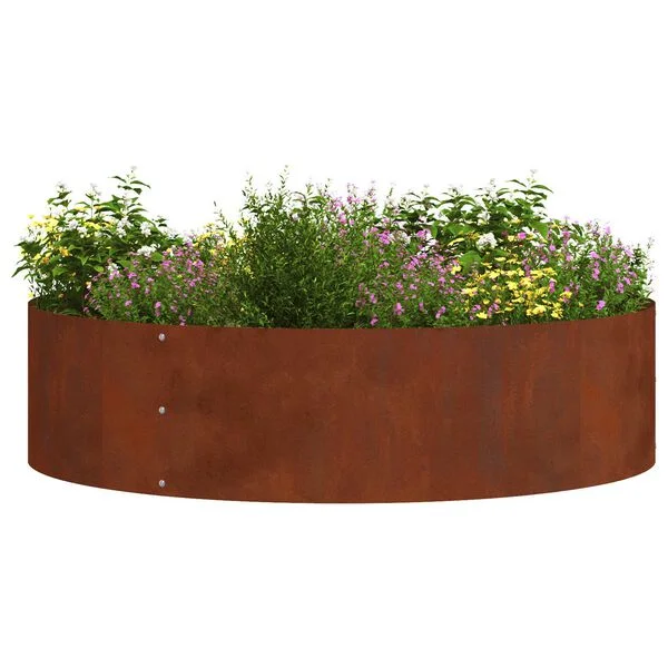 vidaXL Anneau de jardinière Rouillé 80 x 80 x 20 cm Acier patiné