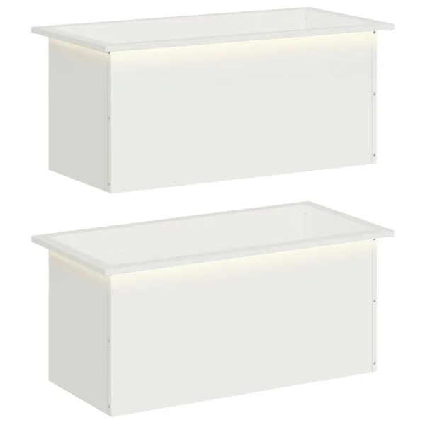 vidaXL Jardinière de jardin avec LED 2 pc Blanc 40 x 80 x 40 cm Acier