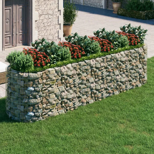 vidaXL Lit surélevé à gabion Fer galvanisé 400x100x100 cm