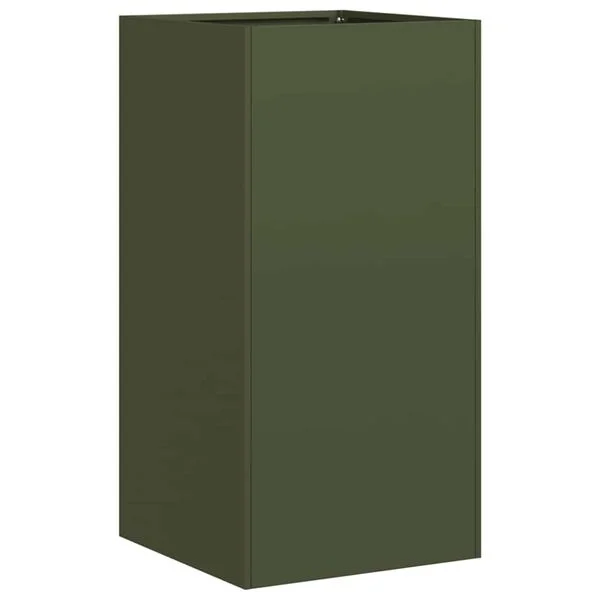 vidaXL Jardinière vert olive 40x40x80 cm acier laminé à froid