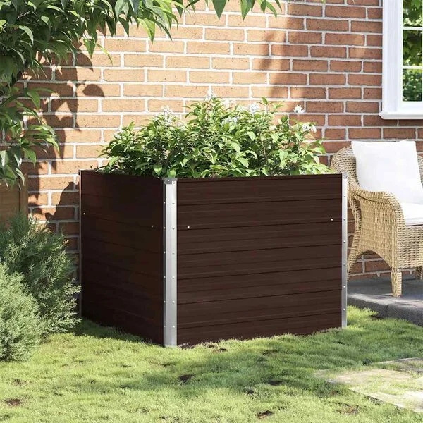 vidaXL Jardinière surélevée Marron 100x100x77 cm Acier galvanisé