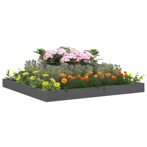 vidaXL Jardinière Gris 110x110x27 cm Bois massif de pin