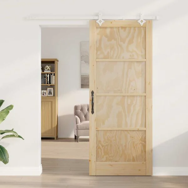 vidaXL Porte coulissante Naturel et Blanc 86 x 211 cm