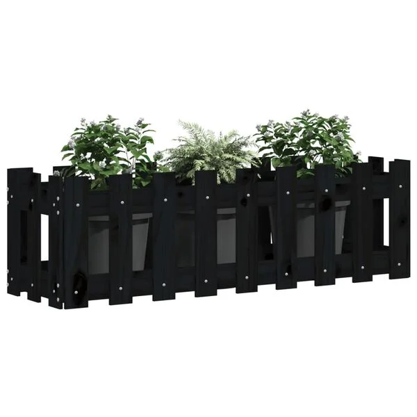 vidaXL Lit surélevé de jardin design de clôture 100x30x30cm pin massif