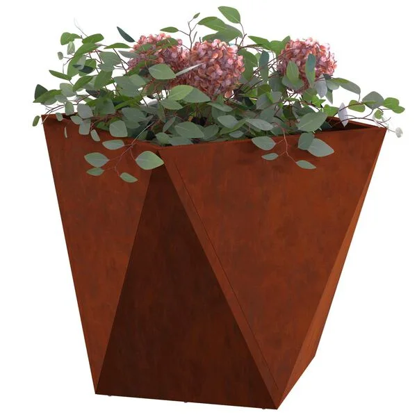 vidaXL Jardinière 2 pc Rouillé 50 x 50 x 50 cm Acier patiné