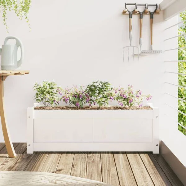 vidaXL Jardinière blanc 90x31x31 cm bois massif de pin