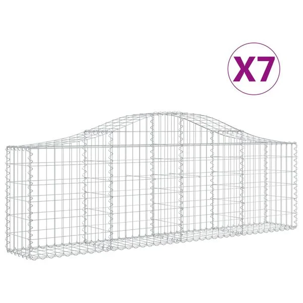 vidaXL Paniers à gabions arqués 7 pcs 200x30x60/80 cm Fer galvanisé